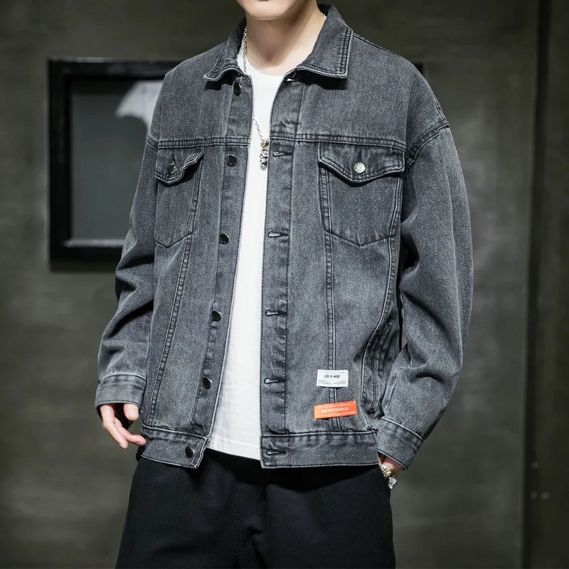 
2021 Oversize Fashion Plus Size Cotton Spring Blue Denim Jeans Jacket For Men 
