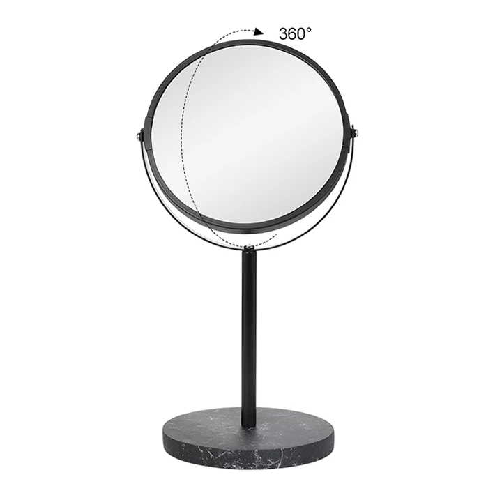 Пользовательское современное дизайнерское роскошное круглое черное зеркало для макияжа для отеля, ванной комнаты, настольное зеркало для туалетного столика, увеличительное стекло с подставкой