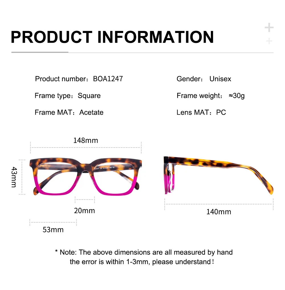 Customization Retro Acetate Glasses Unisex Combined Color Eyeglasses Frame Optical Glasses