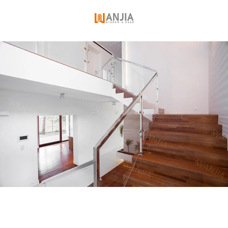 Customized Villa Exterior Tempered Glass Guardrail Aluminum Railing Stainless Steel Frameless Glass Railing Glass Railing