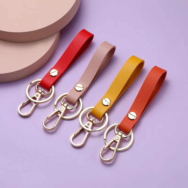8 Colors Fashion PU Leather Keychain Business Gift Metal Key Chain