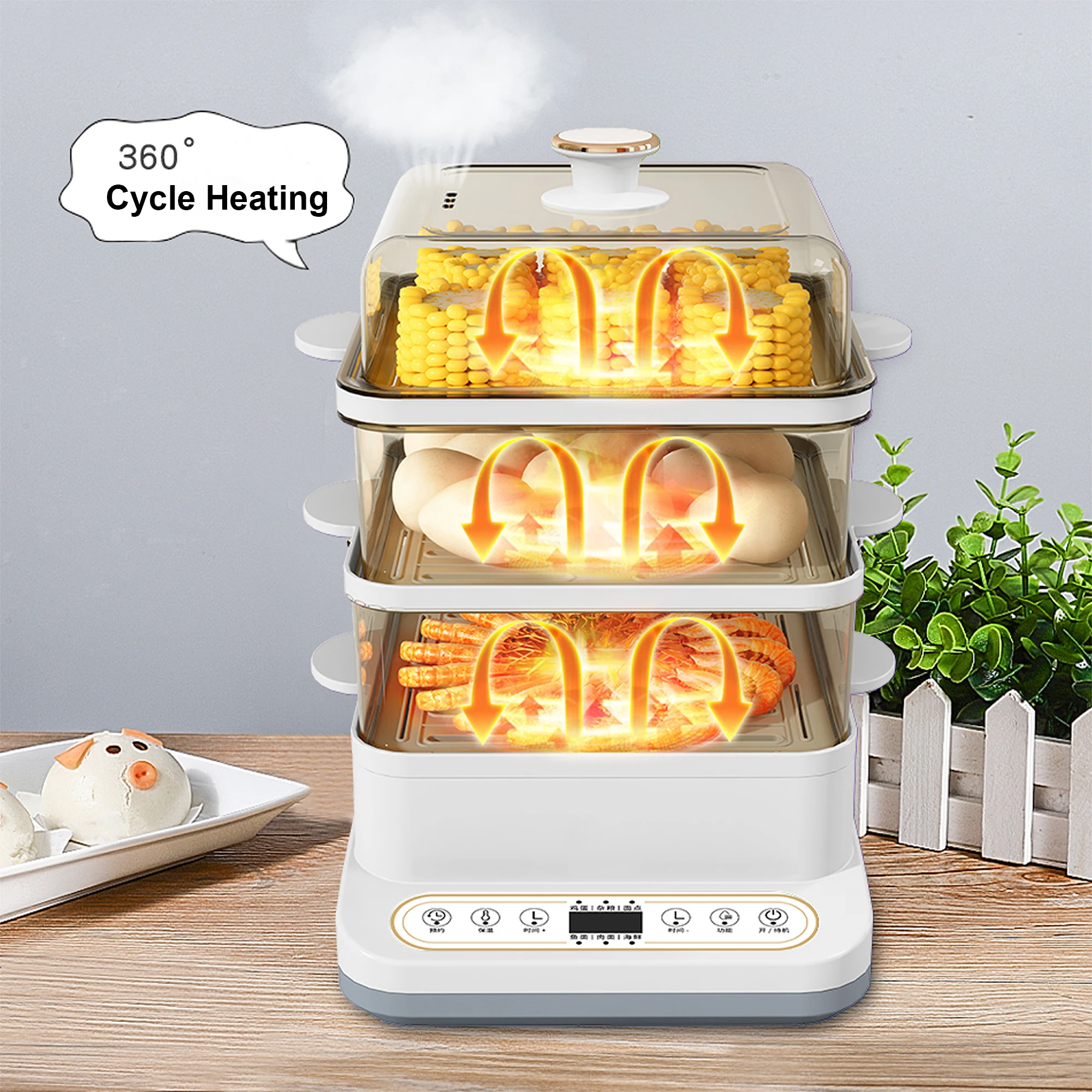 digital control electric frying pan with steamer electric sweet corn steamer 22L