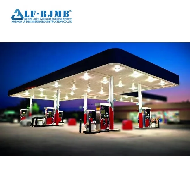 Prefab Steel Structure Design gas station canopy