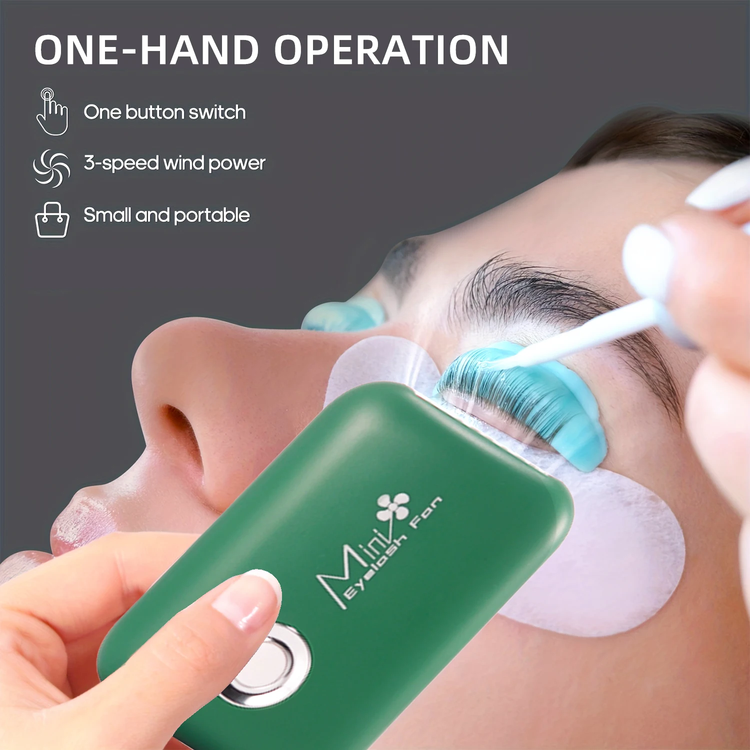 Mini Eyelash Fan Portable Lash Dryer Handheld Rechargeable USB Eyelash Fan for Eyelash Extension