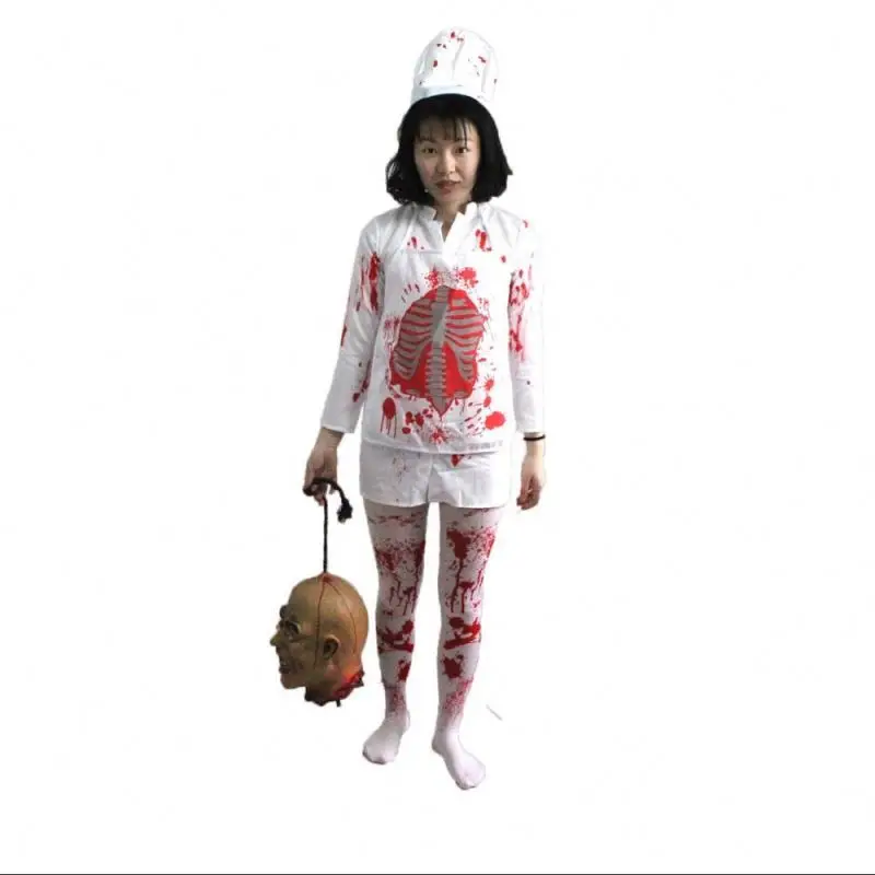 Custom adult Halloween Carnival terror horror Cosplay Bloody chef party costume