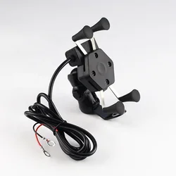 Adjustable Motorcycle Phone Charging Holder Mobile Phone Holder With USB Charger Scooter