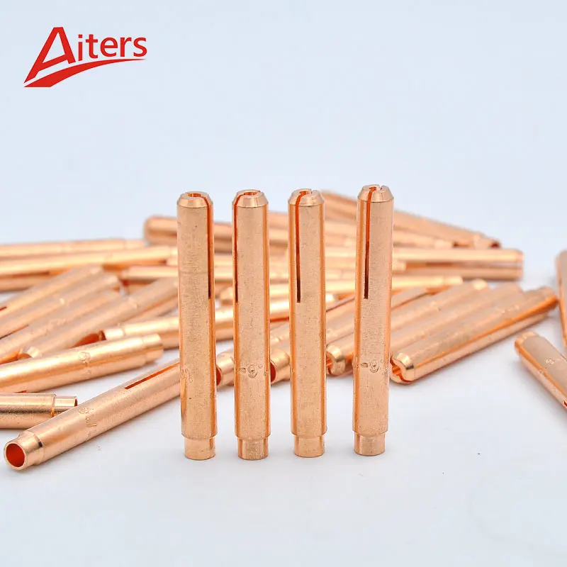 TIG Torch Parts Accessories for WP9/20/25 E-Cu Copper Large Dia Gas Lens Collet 1.0 1.6 2.4 3.2 TIG Lengthened Welding Collet