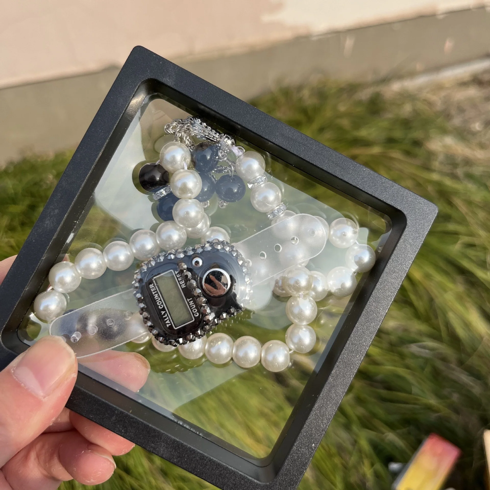 wholesale Handmade Glass 99 Beads Tesbih Digital Finger Tally Counter with Box Prayer Beads Rosary Tasbih Muslim for Wedding Be