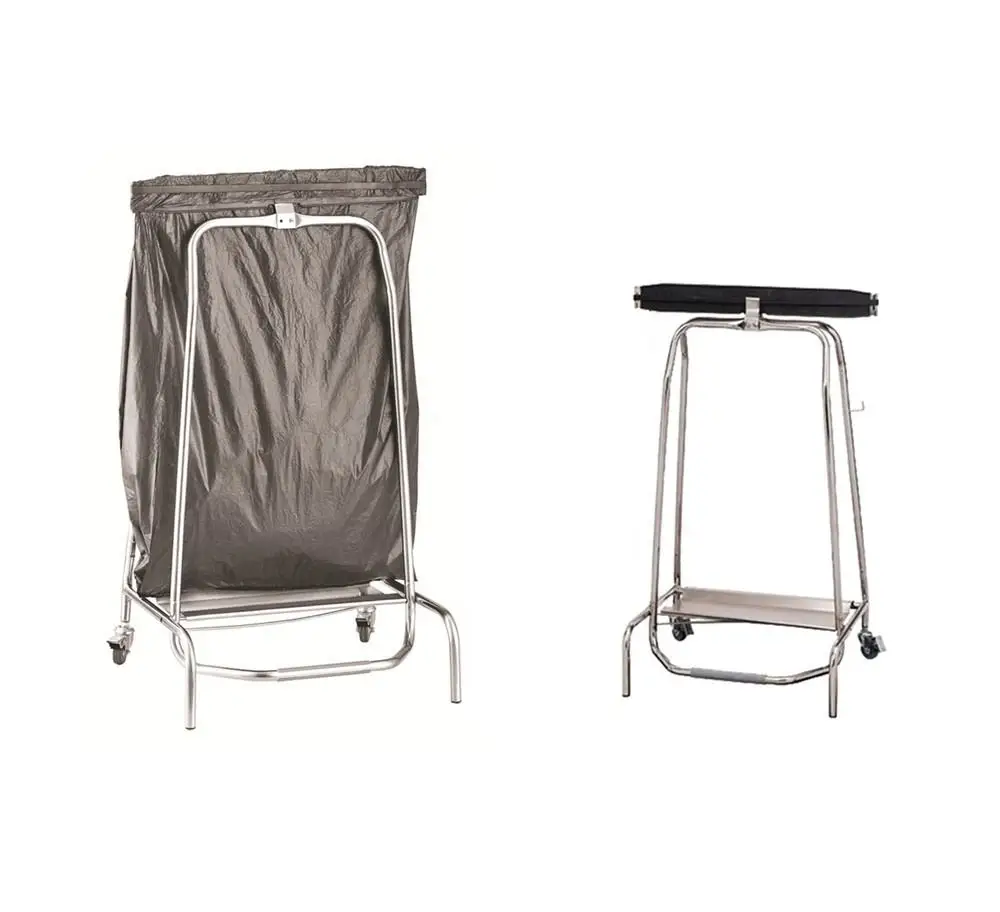 Commercial Cleaning Trolley For Dust Bag Stainless Steel Hospital Garbage Cart Knocked-down foot operated waste trash