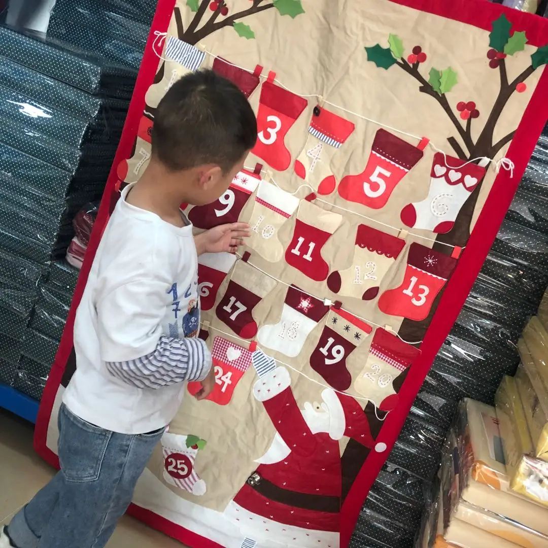 best selling fabric christmas items native advent calendar bag for Christmas