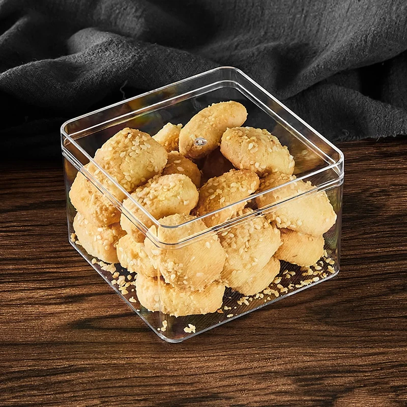 Transparent Recycled food packaging boxes PS Plastic box for cookie cake snacks