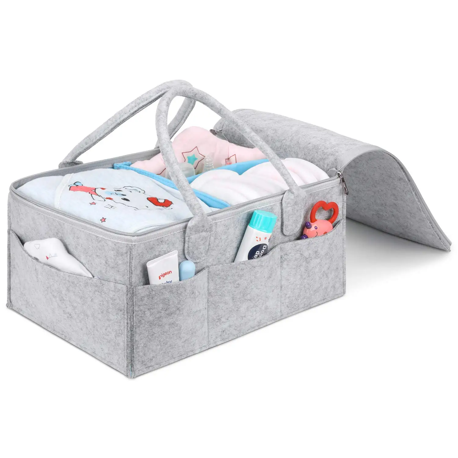 QJMAX Felt Baby Diaper Caddy Organizer Nursery Storage Bin Car Organizer For Diapers