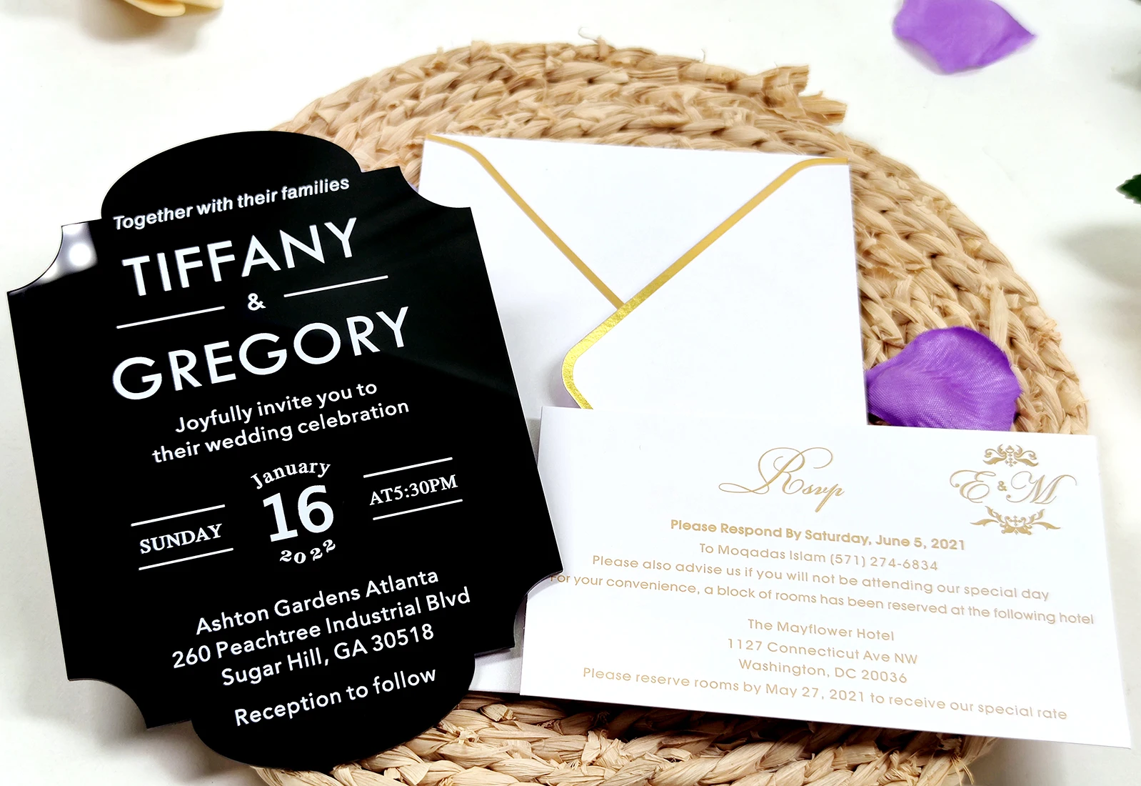 Customized luxury  clear acrylic invitation card wedding   IC-010