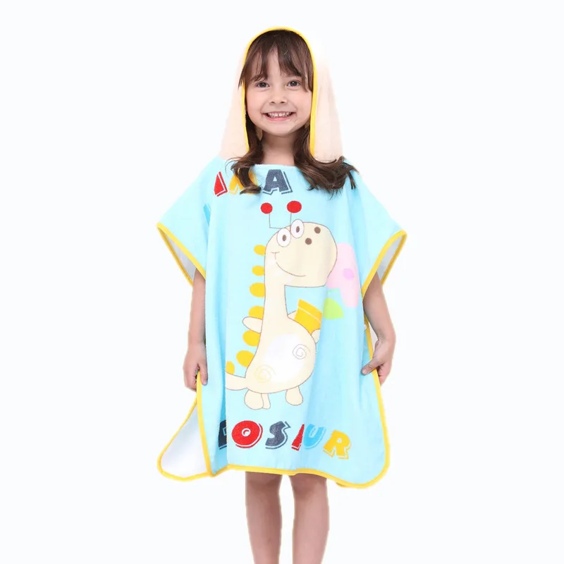 
Wholesale NEW Kids Cotton Hooded Bathrobe Cartoon Design Poncho Beach Towel 