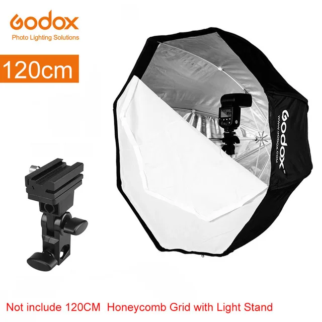 Зонт Godox 120 см восьмиугольный софтбокс с сотовой сеткой и алюминиевой подставкой 280 комплект кронштейнов держателя для вспышки Speedlight