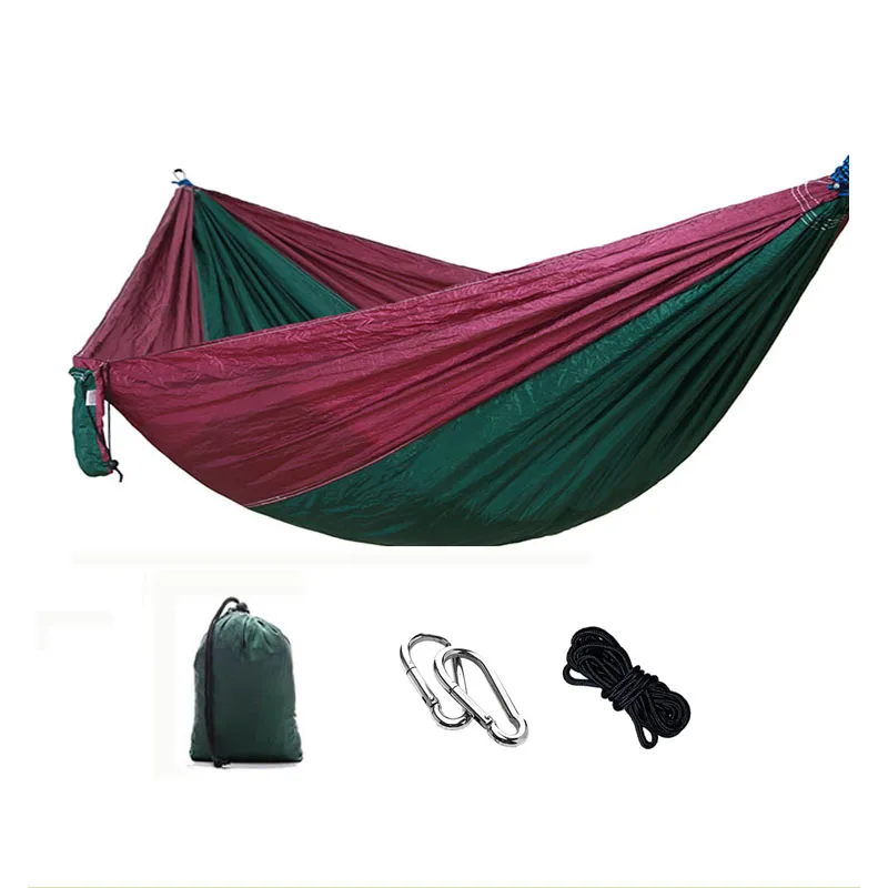 Manufacturer Direct Sale Single or Double Size Strong Ripstop Nylon Customize Portable Hammock With Rope & Carabiners