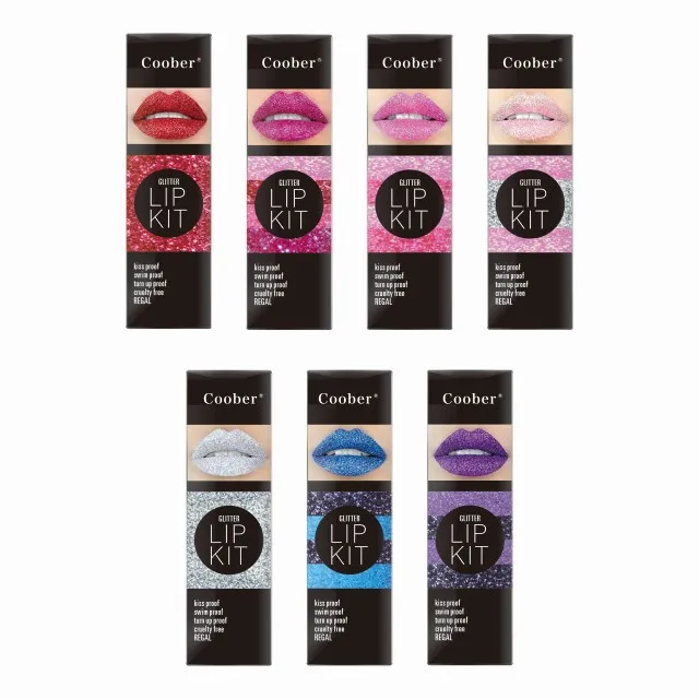 Wholesale Glitter Lip Kit Lip Makeup Set Glitter Gloss Bond Dual Tip Applicator Set Make Your Own Logo Private Label