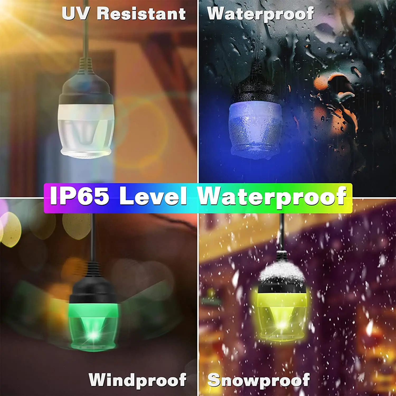 43FT Color Changing LED Hanging Lights with 14 Dimmable Bulbs