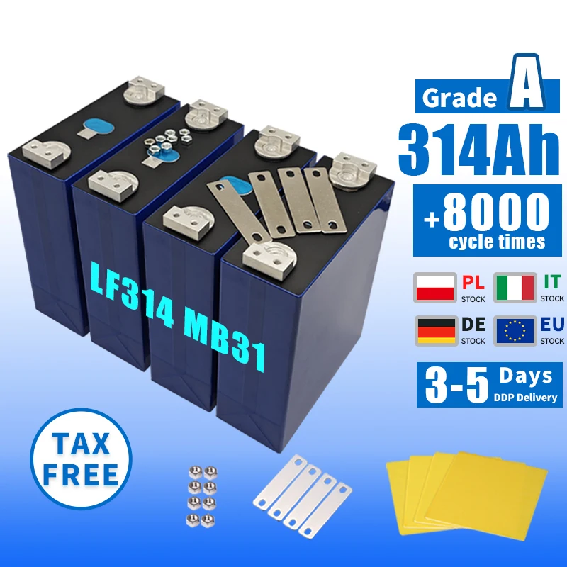 EU новые запасы MB31 MB30 314Ah 306Ah 280Ah 280K 340Ah 3 2 V lifepo4 батарея с 8000 циклами аккумуляторные элементы для хранения солнечных батарей