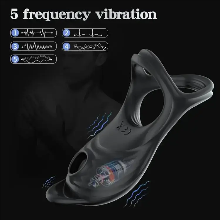 Magnetic Suction Charging 5 Frequency Sucking Lock Ring Wireless Remote Control Vibrating Ring Masturbator For Male
