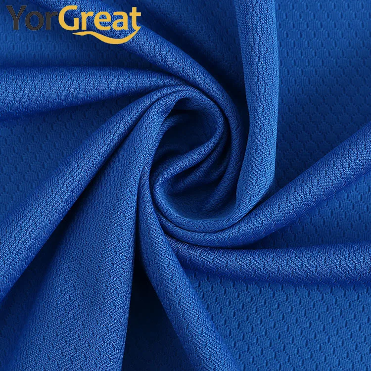 100% Polyester mesh stretch Knitting Shiny Plain Fabric Wholesale Textile Factory  Flocking  Mesh Fabric for basketball Jersey