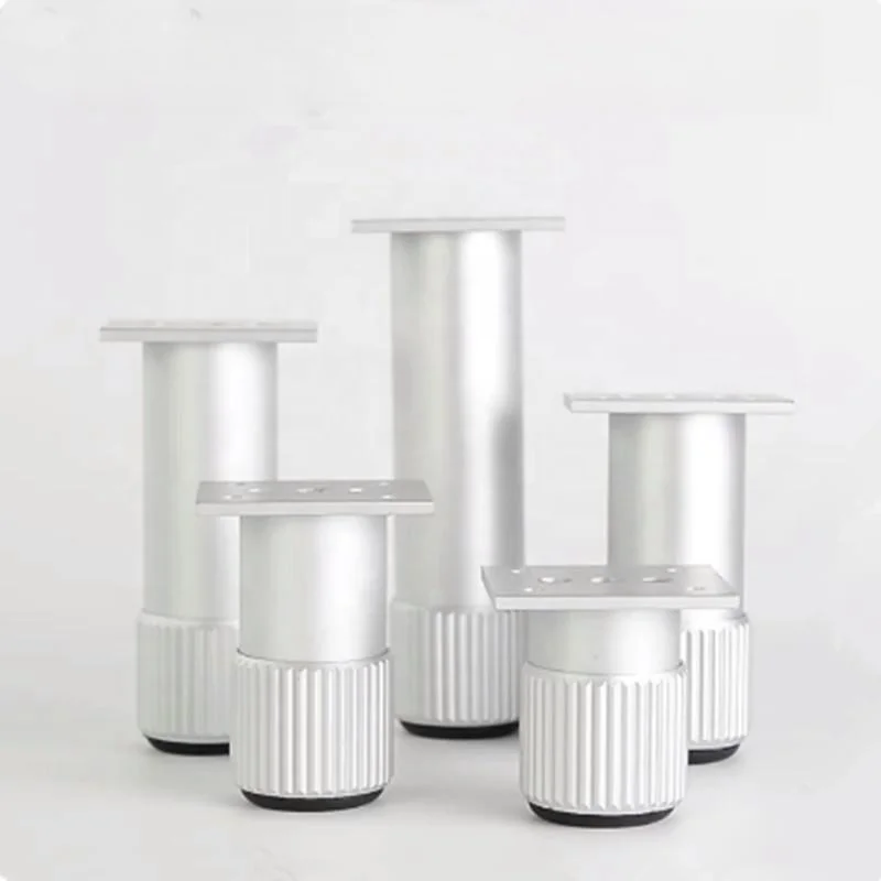 Adjustable Silver Metal Furniture Leg for Tables Sofas Kitchens Bedrooms-Replacement Height Support Leg