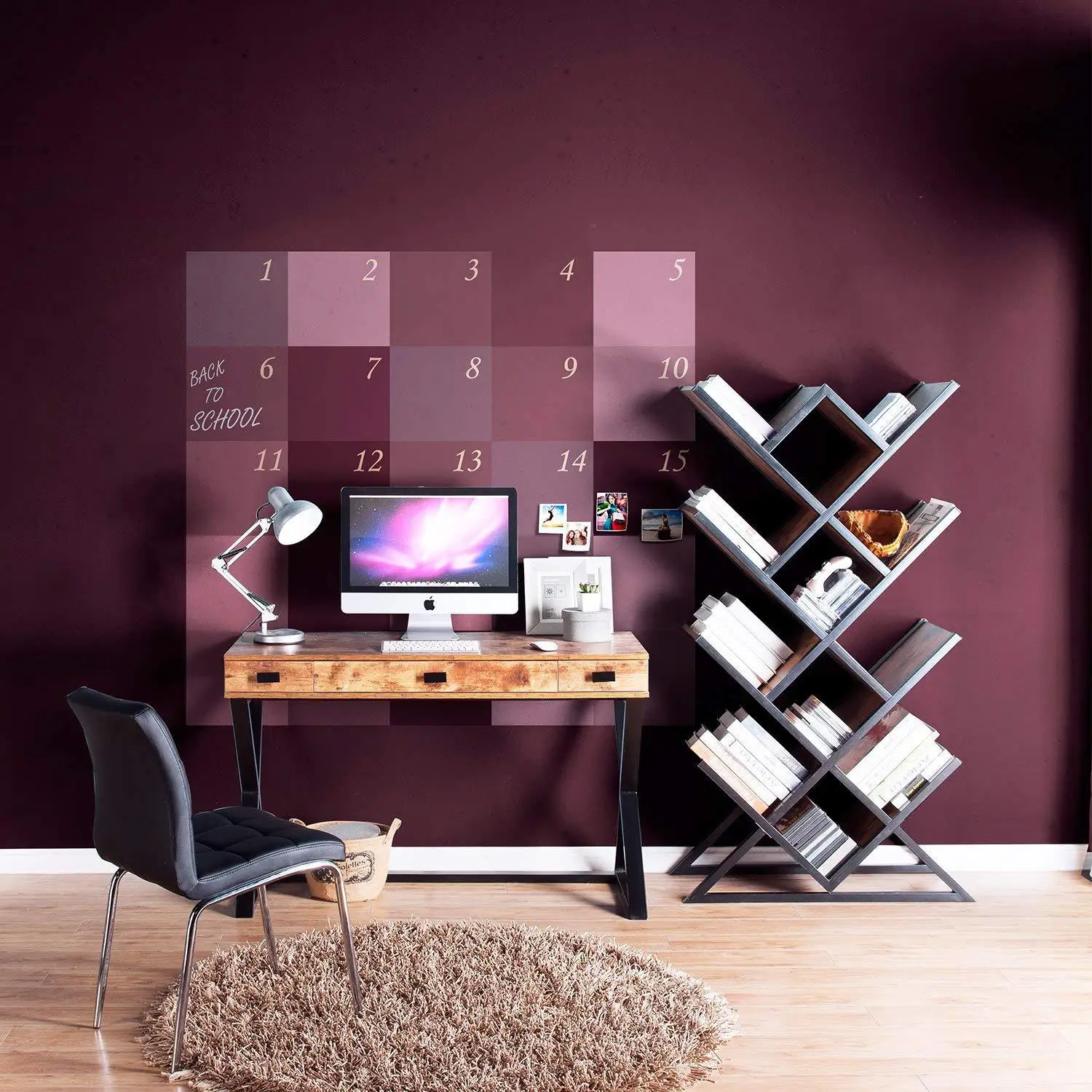 Оптовая продажа современная деревянная книжная полка симметричного дизайна антикварные книжные полки в форме дерева