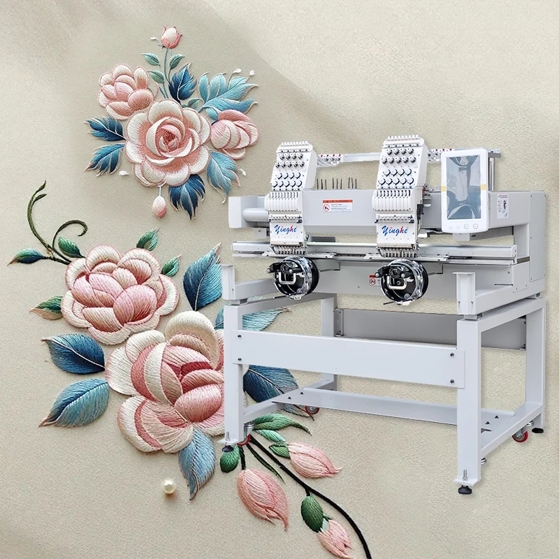 yinghe high quality multi-functional  of 2 heads 9 needles with cap/flat/garment automatic and computerized embroidery machine
