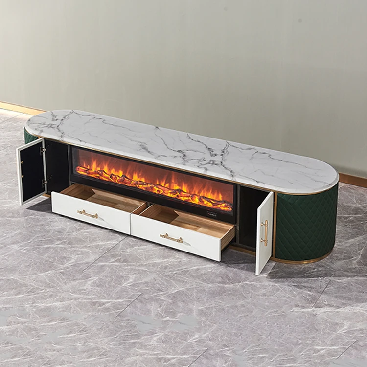 C18 new design Tv Display Cabinet Wood Led stoves Tv Stand with electric fireplaces