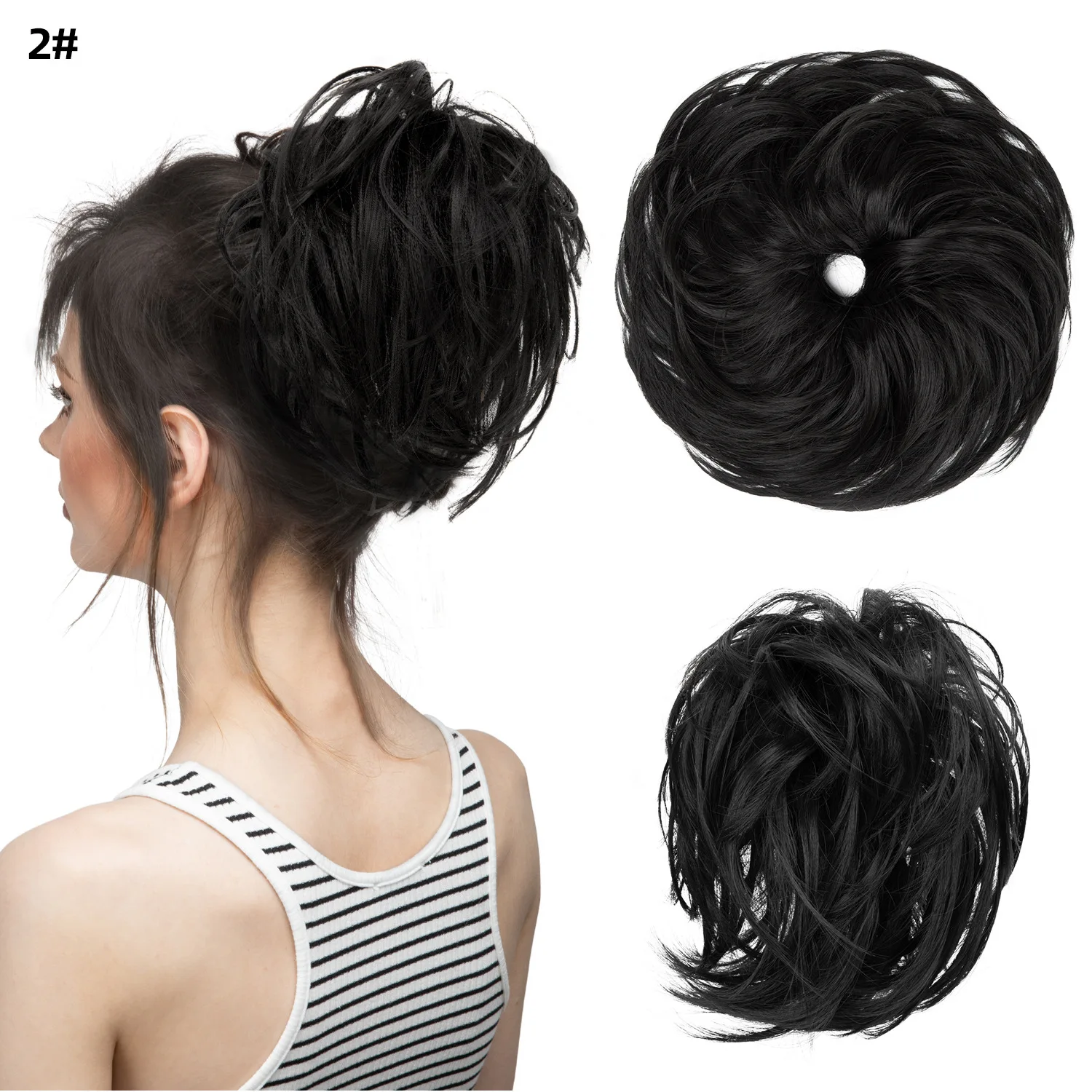Wholesale Curly Wavy Elastic Band Women Synthetic Hair Chignon Instant Updo Hair Piece Messy Buns Ribbon Ponytail Rope for women