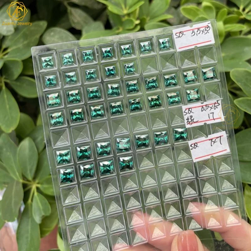 Zuanfo Gems Pink Yellow Blue Red Green Multicolor Square Moissanite Stone Princess Cut Loose Moissanite Factory Price