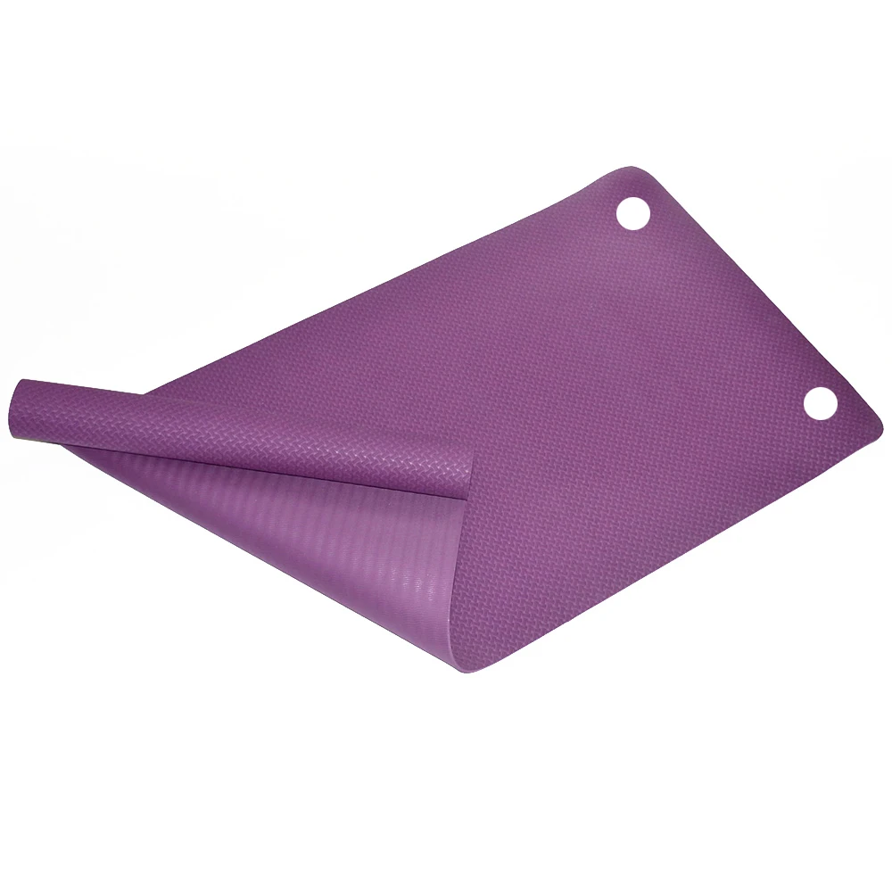 TPE anti slip waterproof eco friendly yoga mat with small eyelet hole to hanging up