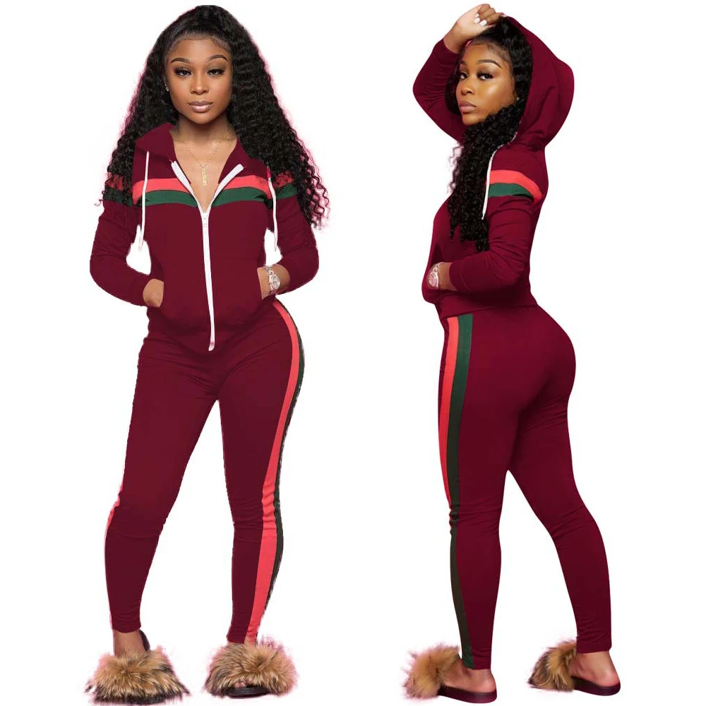 
TG37 2021 pullover hoodies two piece set solid casual sports long sleeve plus size 2pcs sets women clothes 