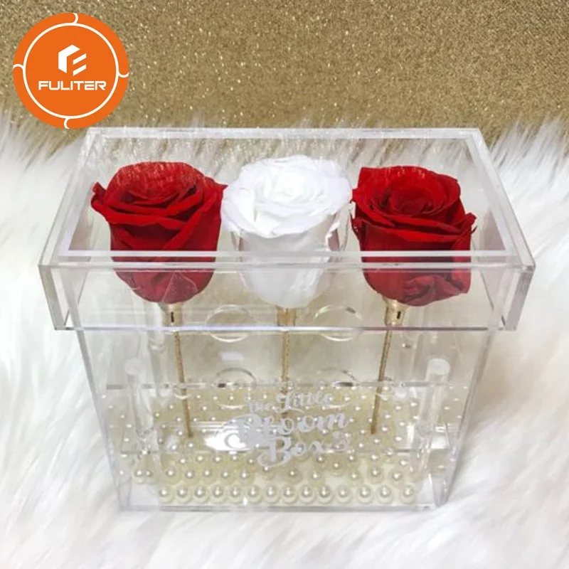wholesale Personalized Mini Single Clear Small Transparent Preserved Acrylic wedding Flower gift Box
