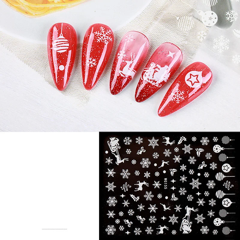 MU Snowflake Snow  Nail Art Stickers Decal Tips Xmas Reindeer Self And adhesive Nail Sticker