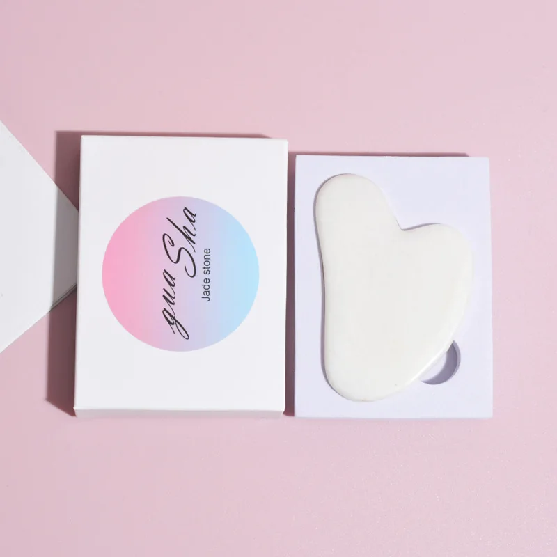 Wholesale Custom Logo Facial Massage Gua Sha Tool Jade Massager Set white Xiuyan Guasha Stone Jade For Face