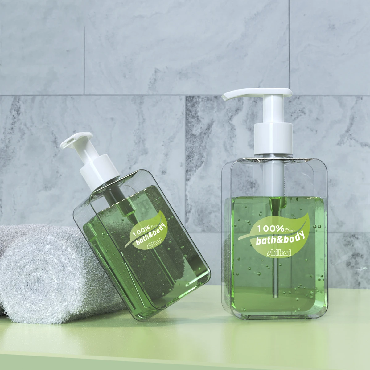 200ml 300ml Square transparent+white silver pump Plastic makeup Lotion Shower Gel Hand Wash Shampoo Bottle