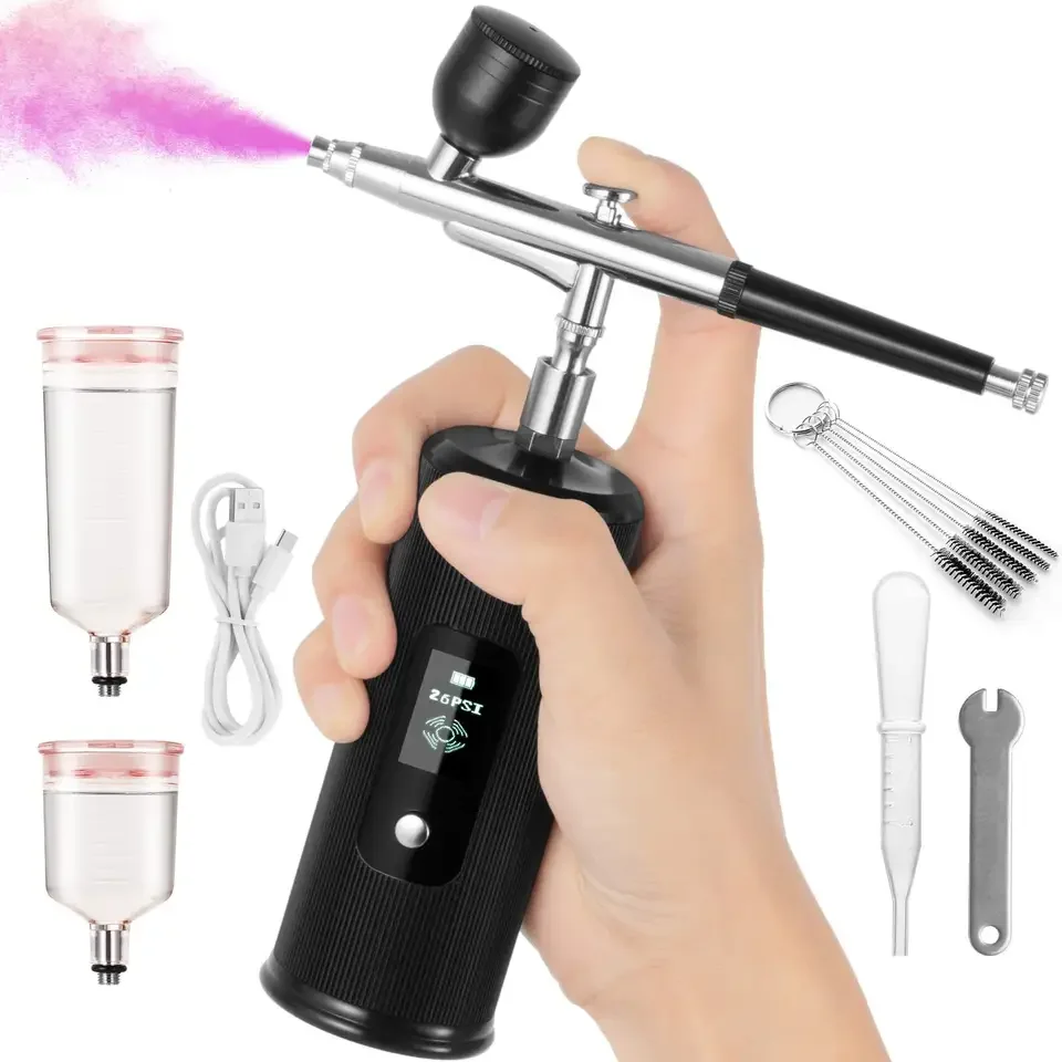 LCD Display Pressure 3 Gears PSI Beauty Equipment Nail Airbrush Kit Mini Aerografo Make Up System