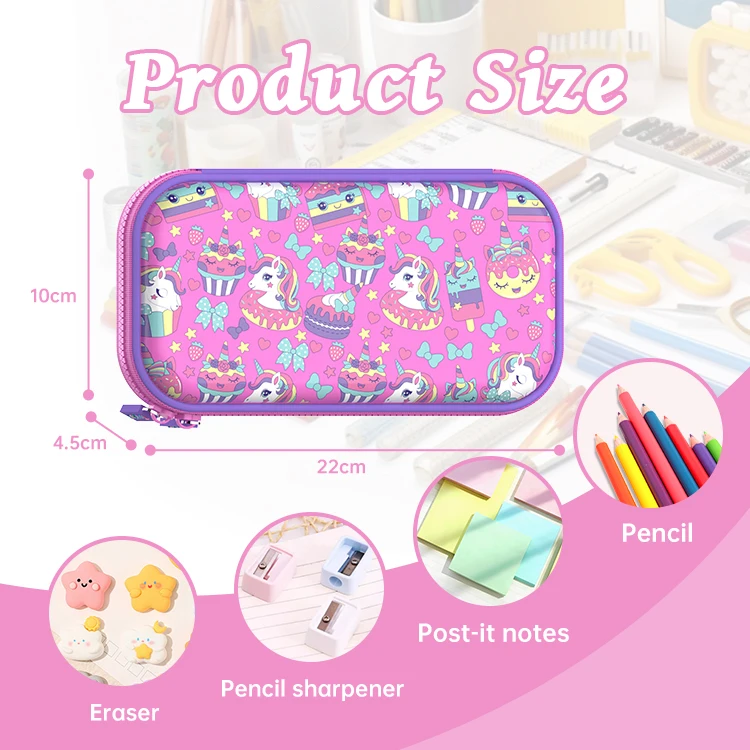 Custom Cartoon Pen Bag Stationery Pen Pouch 3d Eva Unicorn Cute Pencil Case