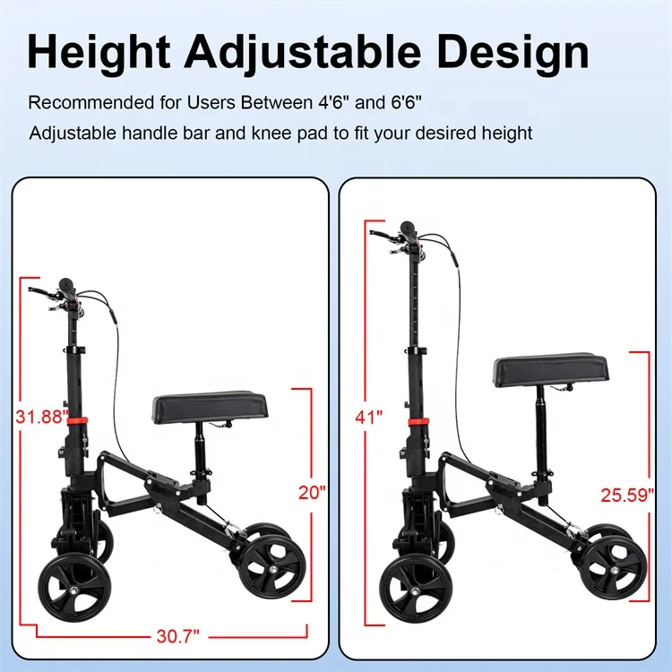 LQX HEPO Adjustable outdoor used knee walker scooters for teenagers broken foot propel scooter for adult and teenagers
