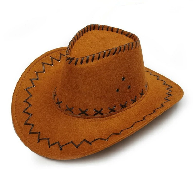Faux Suede Cowboy Hat Leather Suedette Large Wide Brim Cowboy Hat Mexico Sombreros Leather Party Hat