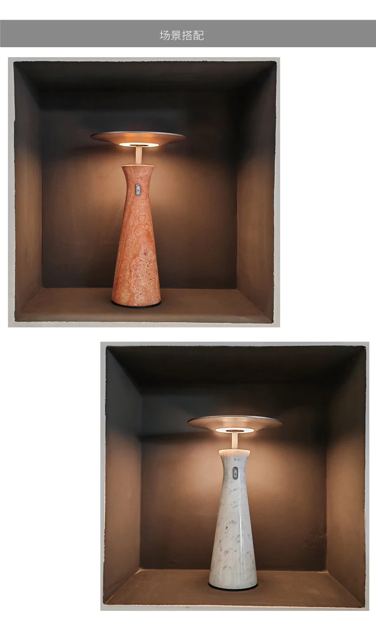 ZH2250 Zhihui Villa Restaurant Bar Decor Marble Travertine Stone Table Lamps for hotel bedside or living room