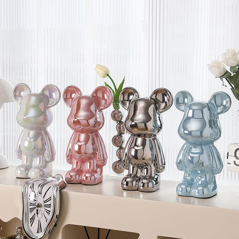 Bear Figurine Indoor Ornaments Animal Statue Electro-Plated Sculpture For Living Room Home Decoration