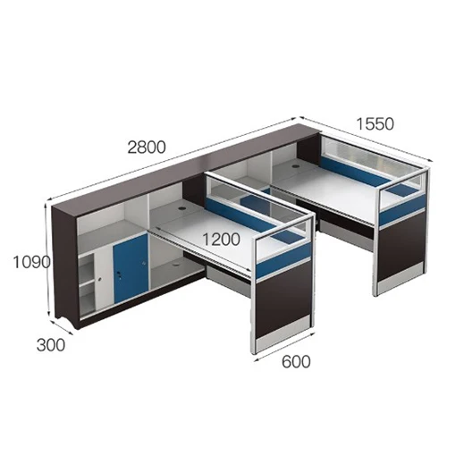 ULT-XC-125F-2 Custom made modular office furniture table modern 2 person office computer workstation desk work station