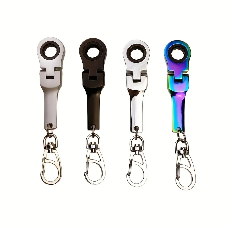 Mini 10mm Ratchet Spanner Portable Wrench Key Ring Key Chain multifunction Ratchet Wrench Keychain Flex Head