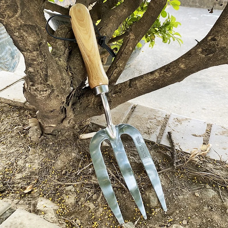 Chinese Supplier Stainless Steel Head Planting 3 Prong Garden Hand Fork