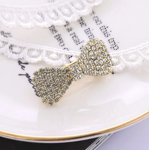 Summer Korean New Hair Accessories Full Diamond Bow Hairpin Exquisite Rhinestone Edge Clip BB Clip