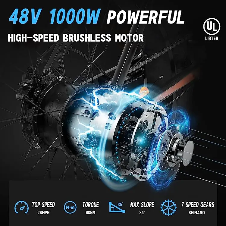 Moutain Bicycle 48V Long Range Electric Bicycle Factory USA Inventory Cheap 20 inch Fat Tire lithium