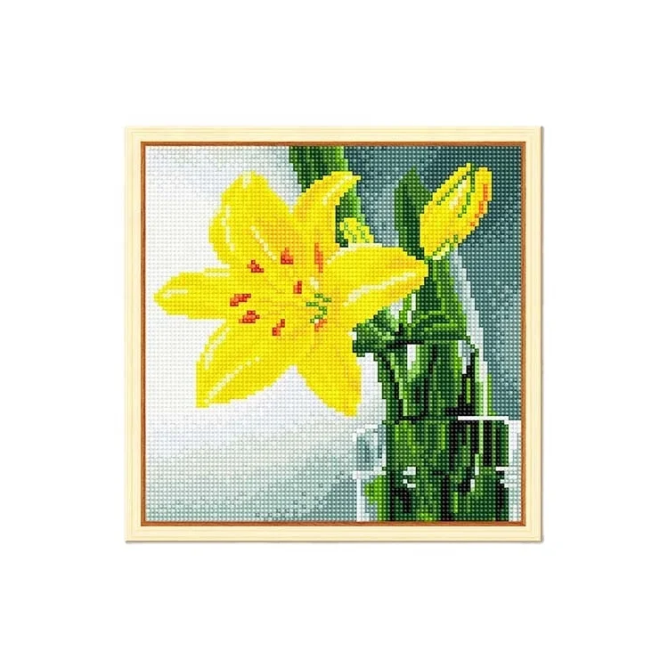 New arrival blue hydrangea golden lily animal pattern  living room decoration diamond picture