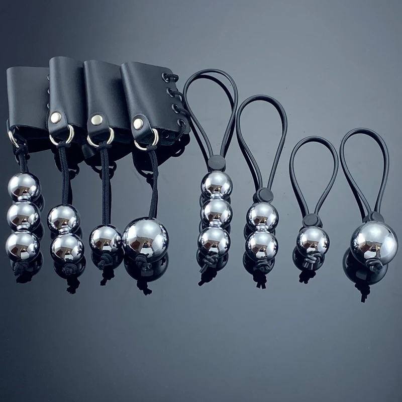 Free Custom Box - Penis Ring 3 Metal Balls Heavy Weight Hanger Stretcher Extender Enlarge Malet Cock Male Chastity Device